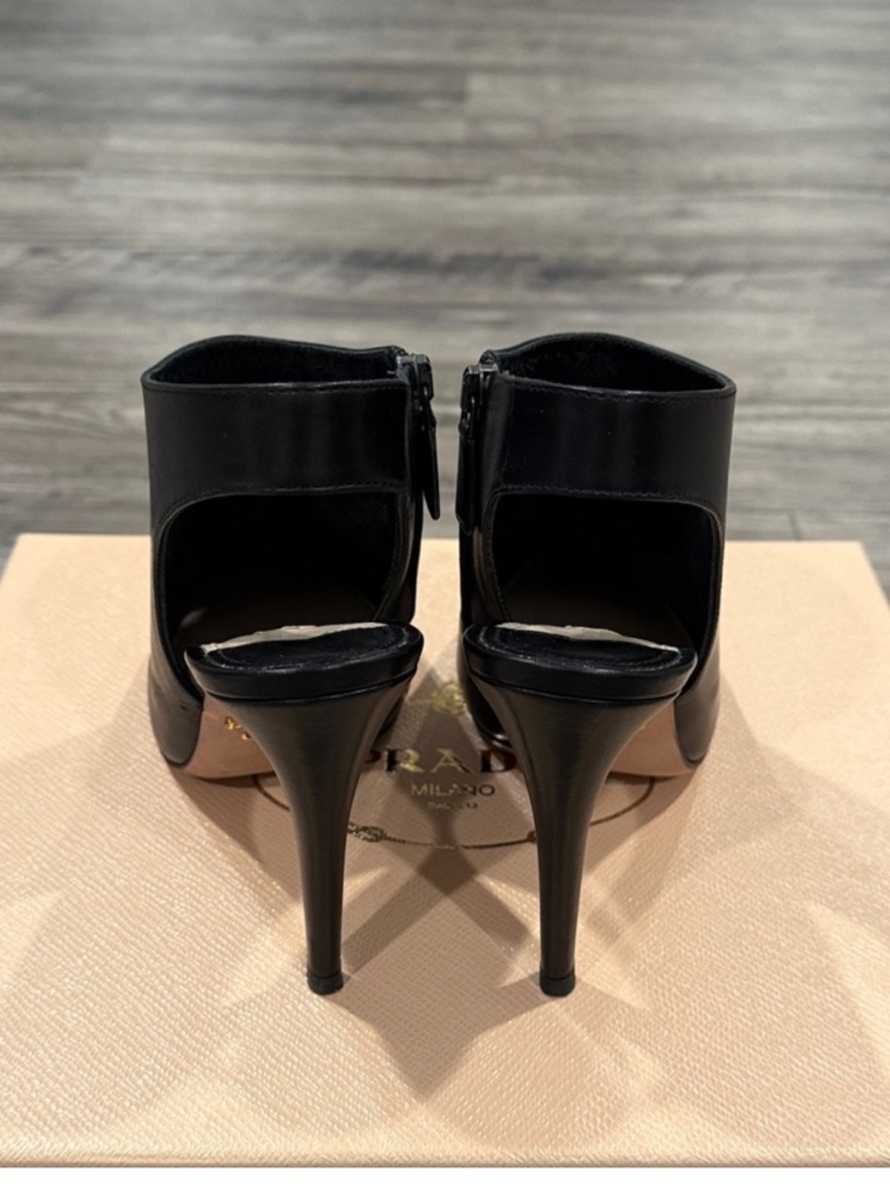 Prada Black Leather Pointed Toe Ankle Booties - Picture 8 of 15